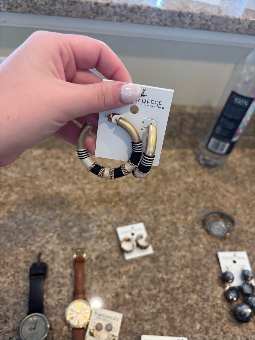 Black & Gold Wrapped Hoop Earrings